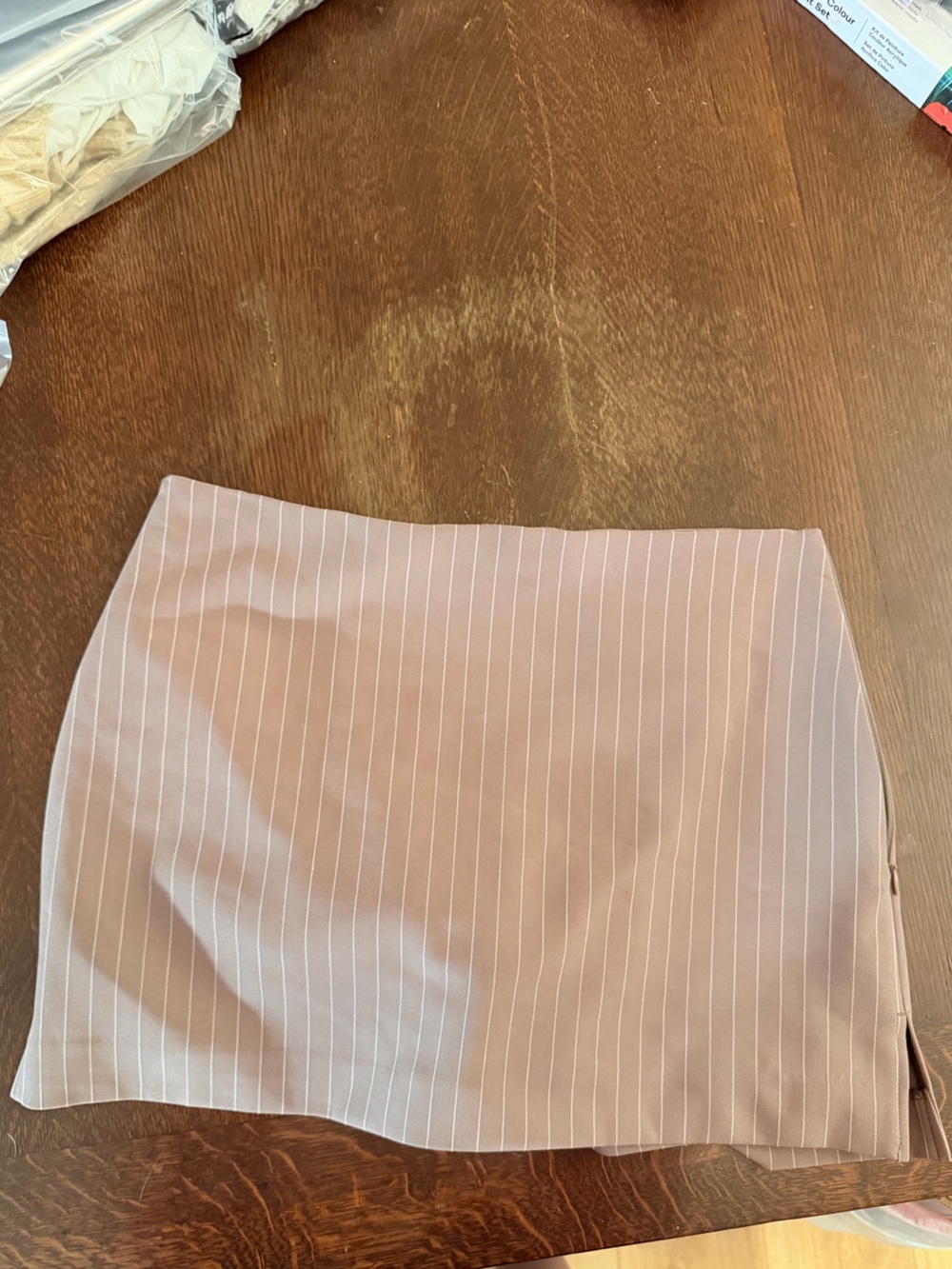Express Blush tan Pinstripe Mini Pencil Skirt Skort with shorts